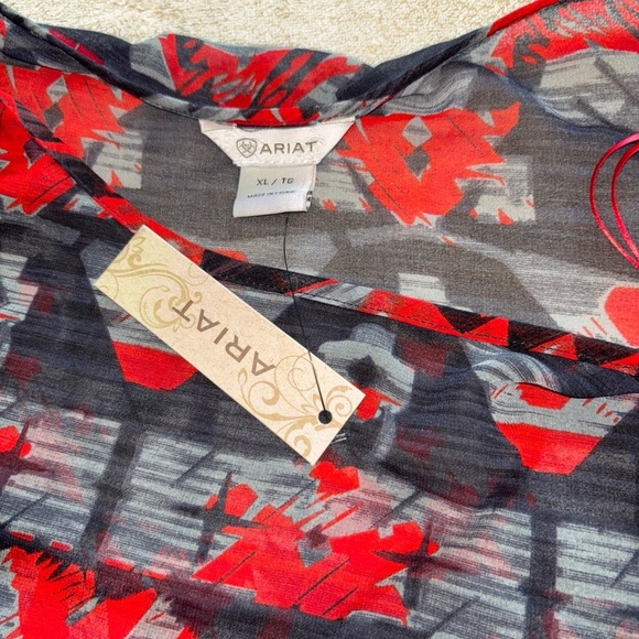 Ariat Boho Western Native Rachel‎ Tunic Poncho Sheer Flowy Top Women's Sz XL - Picture 5 of 7